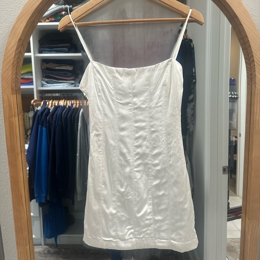 Zara White Satin Mini Dress